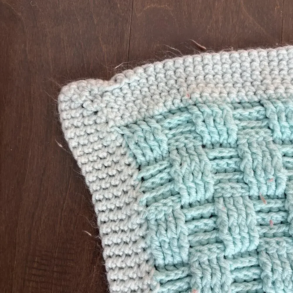 Handcrafted Gail‎ Kashdan Crochet Baby Blanket Afghan Basketweave Mint White